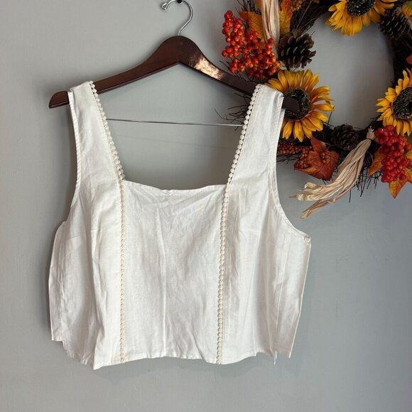 Marine Layer Tops - Marine Layer Stella Crop Tank Extra Large in White